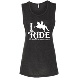 I RIDE AN AMERICAN SADDLEBRED (WHITE) B8803 Ladies' Flowy Muscle Tank