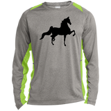 American Saddlebred (black) ST361LS Long Sleeve Heather Colorblock Performance Tee