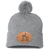 TURNIN AND BURNIN ON LEATHER SP15 Pom Pom Knit Cap - Patch