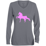 AMERICAN SADDLEBRED PINK 1788 Ladies' Moisture-Wicking Long Sleeve V-Neck Tee
