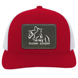 HUNTER JUMPER BLACK LEATHER 104C Trucker Snap Back - Patch