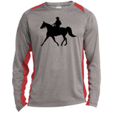 Missouri Fox Trotter WITH MALE RIDER BLACK ST361LS Long Sleeve Heather Colorblock Performance Tee