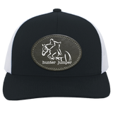HUNTER JUMPER BLACK LEATHER 104C Trucker Snap Back - Patch