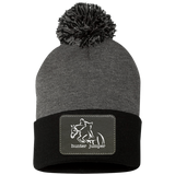 HUNTER JUMPER BLACK LEATHER SP15 Pom Pom Knit Cap - Patch