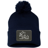 HUNTER JUMPER BLACK LEATHER SP15 Pom Pom Knit Cap - Patch