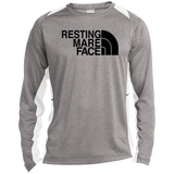 RESTING MARE FACE(black) ST361LS Long Sleeve Heather Colorblock Performance Tee