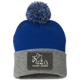 HUNTER JUMPER BLACK LEATHER SP15 Pom Pom Knit Cap - Patch
