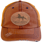 AMERICAN SADDLEBRED ON LEATHER 6990 Distressed Unstructured Trucker Cap - Patch