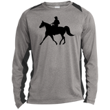 Missouri Fox Trotter WITH MALE RIDER BLACK ST361LS Long Sleeve Heather Colorblock Performance Tee