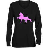 AMERICAN SADDLEBRED PINK 1788 Ladies' Moisture-Wicking Long Sleeve V-Neck Tee
