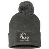 HUNTER JUMPER BLACK LEATHER SP15 Pom Pom Knit Cap - Patch