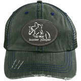 HUNTER JUMPER BLACK LEATHER 6990 Distressed Unstructured Trucker Cap - Patch