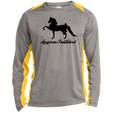 American Saddlebred 2 (black) ST361LS Long Sleeve Heather Colorblock Performance Tee