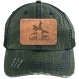 TURNIN AND BURNIN ON LEATHER 6990 Distressed Unstructured Trucker Cap - Patch