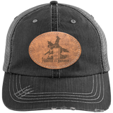TURNIN AND BURNIN ON LEATHER 6990 Distressed Unstructured Trucker Cap - Patch