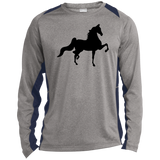 American Saddlebred (black) ST361LS Long Sleeve Heather Colorblock Performance Tee