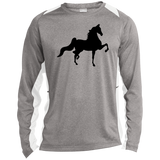 American Saddlebred (black) ST361LS Long Sleeve Heather Colorblock Performance Tee
