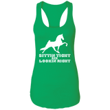 SITTIN TIGHT LOOKIN RIGHT TWH PERFORMANCE(WHITE) NL1533 Ladies Ideal Racerback Tank