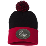 HUNTER JUMPER BLACK LEATHER SP15 Pom Pom Knit Cap - Patch
