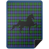 BLUE GREEN TARTAN AMERICAN SADDLEBRED BSHL Premium Black Sherpa Blanket 60x80