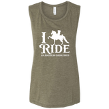 I RIDE AN AMERICAN SADDLEBRED (WHITE) B8803 Ladies' Flowy Muscle Tank