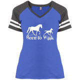 BORN TO WALK DM476 Ladies' Game V-Neck T-Shirt