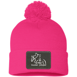 HUNTER JUMPER BLACK LEATHER SP15 Pom Pom Knit Cap - Patch
