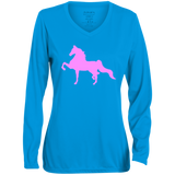 AMERICAN SADDLEBRED PINK 1788 Ladies' Moisture-Wicking Long Sleeve V-Neck Tee
