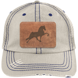 TENNESSEE WALKING HORSE PERFORMANCE LEATHER 6990 Distressed Unstructured Trucker Cap - Patch