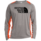 RESTING MARE FACE(black) ST361LS Long Sleeve Heather Colorblock Performance Tee