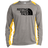 RESTING MARE FACE(black) ST361LS Long Sleeve Heather Colorblock Performance Tee