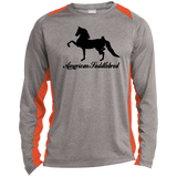 American Saddlebred 2 (black) ST361LS Long Sleeve Heather Colorblock Performance Tee