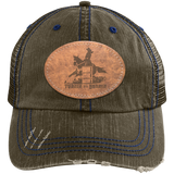 TURNIN AND BURNIN ON LEATHER 6990 Distressed Unstructured Trucker Cap - Patch