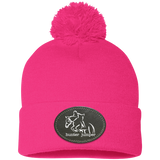 HUNTER JUMPER BLACK LEATHER SP15 Pom Pom Knit Cap - Patch