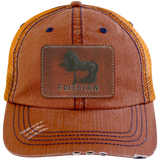 FRIESIAN ON LEATHER 6990 Distressed Unstructured Trucker Cap - Patch