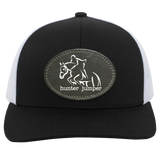 HUNTER JUMPER BLACK LEATHER 104C Trucker Snap Back - Patch