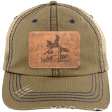 TURNIN AND BURNIN ON LEATHER 6990 Distressed Unstructured Trucker Cap - Patch