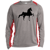 American Saddlebred (black) ST361LS Long Sleeve Heather Colorblock Performance Tee