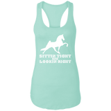 SITTIN TIGHT LOOKIN RIGHT TWH PERFORMANCE(WHITE) NL1533 Ladies Ideal Racerback Tank
