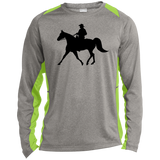 Missouri Fox Trotter WITH MALE RIDER BLACK ST361LS Long Sleeve Heather Colorblock Performance Tee
