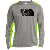 RESTING MARE FACE(black) ST361LS Long Sleeve Heather Colorblock Performance Tee