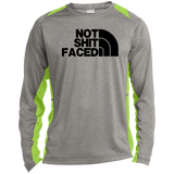 NOT SHIT FACED (BLK) ST361LS Long Sleeve Heather Colorblock Performance Tee