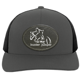 HUNTER JUMPER BLACK LEATHER 104C Trucker Snap Back - Patch
