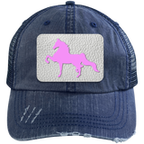 AMERICAN SADDLEBRED PINK 6990 Distressed Unstructured Trucker Cap - Patch