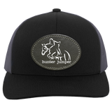 HUNTER JUMPER BLACK LEATHER 104C Trucker Snap Back - Patch