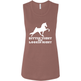 SITTIN TIGHT LOOKIN RIGHT TWH PERFORMANCE(WHITE) B8803 Ladies' Flowy Muscle Tank