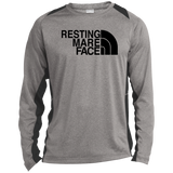 RESTING MARE FACE(black) ST361LS Long Sleeve Heather Colorblock Performance Tee