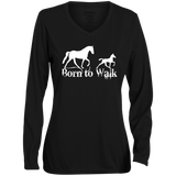 BORN TO WALK 1788 Ladies' Moisture-Wicking Long Sleeve V-Neck Tee