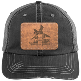 TURNIN AND BURNIN ON LEATHER 6990 Distressed Unstructured Trucker Cap - Patch
