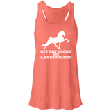 SITTIN TIGHT LOOKIN RIGHT TWH PERFORMANCE(WHITE) B8800 Flowy Racerback Tank